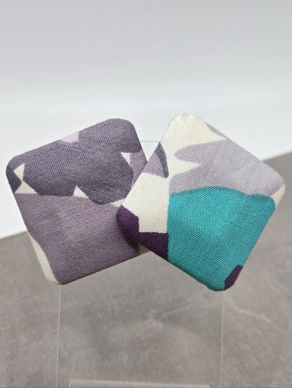 90s Abstract Brushstroke Jazz Cup Aesthetic Earrings Studs y2k VTG Teal Grey